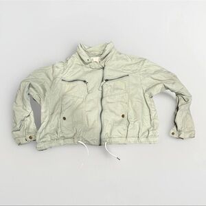 Anthropologie Pilcro Tidal Moto Utility Jacket Size 1X Green Cropped Fall Coat